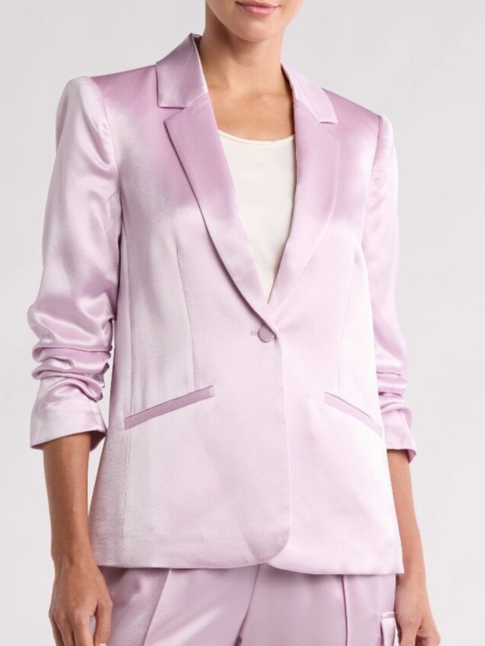 cinq a sept Pale Pink Satin Blazer